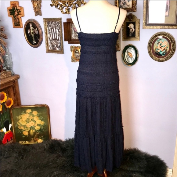 Eliza J Lace Bohemian Blue Maxi Dress Size 2 - Picture 12 of 14